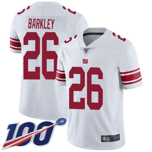 Men New York Giants #26 Saquon Barkley White Vapor Untouchable Limited Player 100th Season Football NFL Jersey->new york giants->NFL Jersey